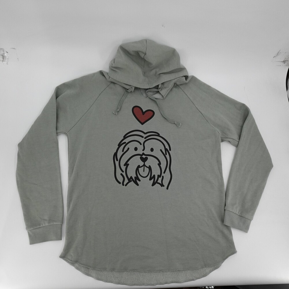 Independent Trading Company Hoodie Womens 2XL Green Dog Heart Graphic Fleece